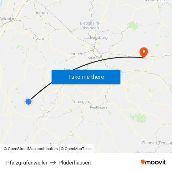 Pfalzgrafenweiler to Plüderhausen map