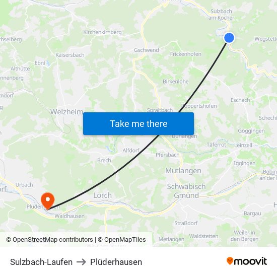 Sulzbach-Laufen to Plüderhausen map