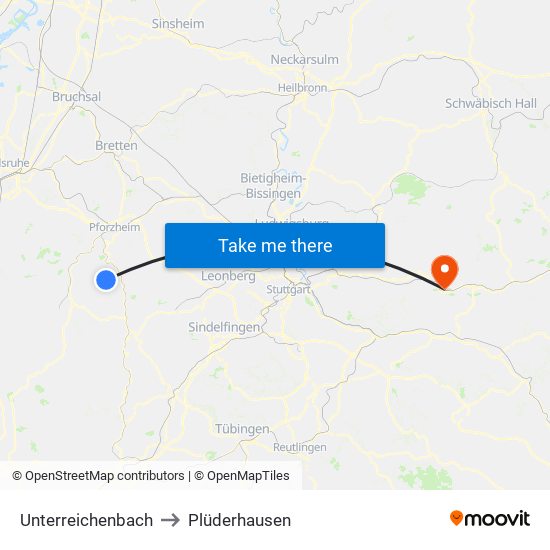 Unterreichenbach to Plüderhausen map
