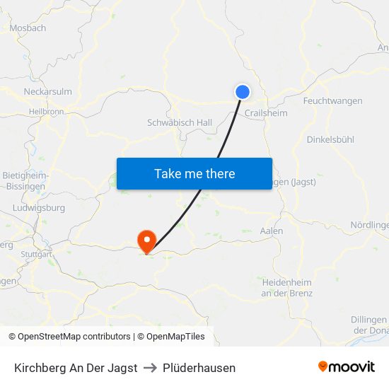 Kirchberg An Der Jagst to Plüderhausen map