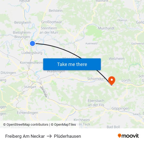 Freiberg Am Neckar to Plüderhausen map