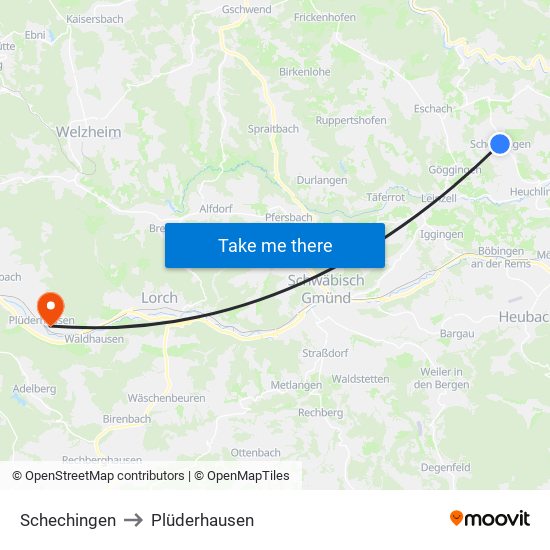 Schechingen to Plüderhausen map