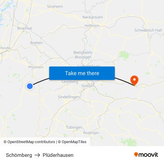 Schömberg to Plüderhausen map