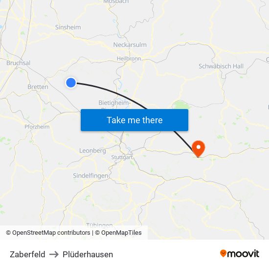 Zaberfeld to Plüderhausen map