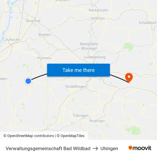 Verwaltungsgemeinschaft Bad Wildbad to Uhingen map