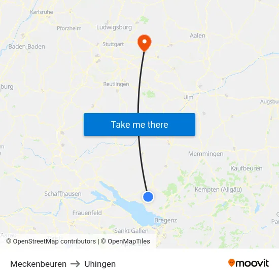 Meckenbeuren to Uhingen map