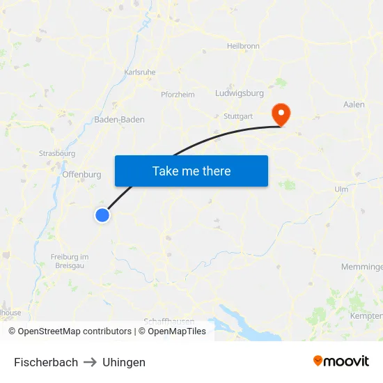 Fischerbach to Uhingen map