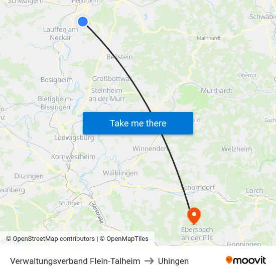 Verwaltungsverband Flein-Talheim to Uhingen map