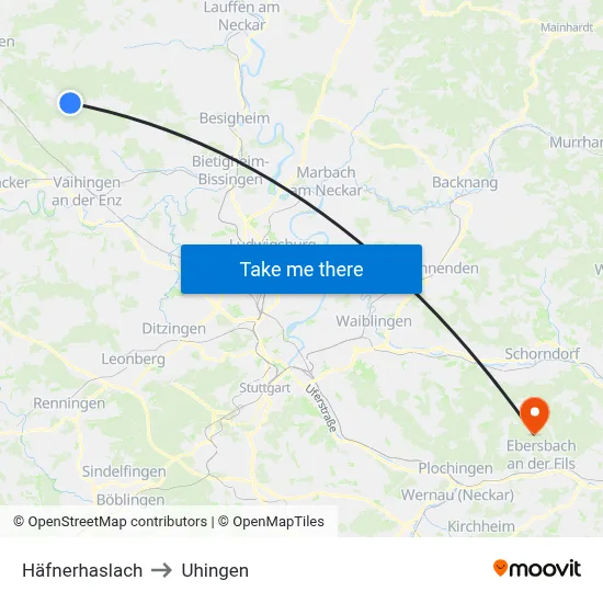Häfnerhaslach to Uhingen map