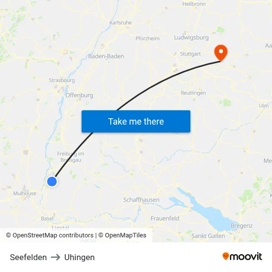 Seefelden to Uhingen map