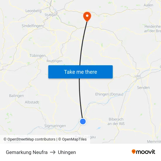 Gemarkung Neufra to Uhingen map