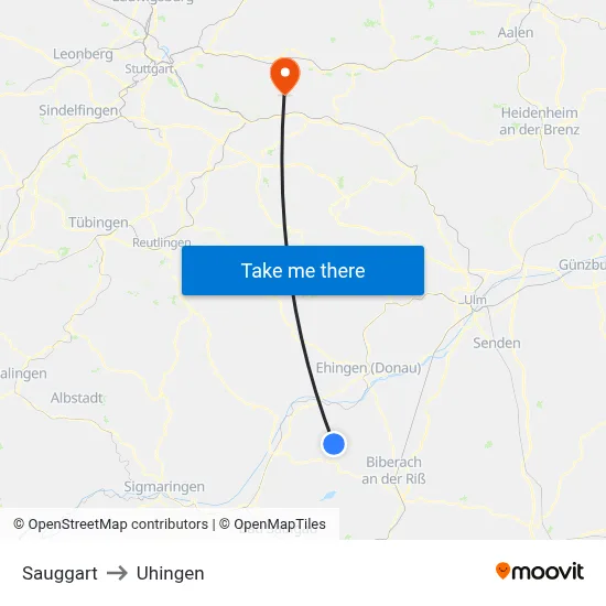 Sauggart to Uhingen map