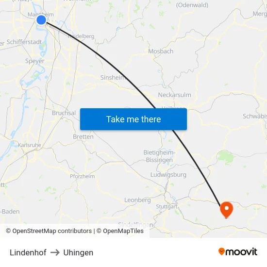Lindenhof to Uhingen map