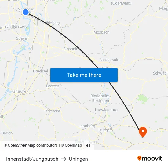 Innenstadt/Jungbusch to Uhingen map