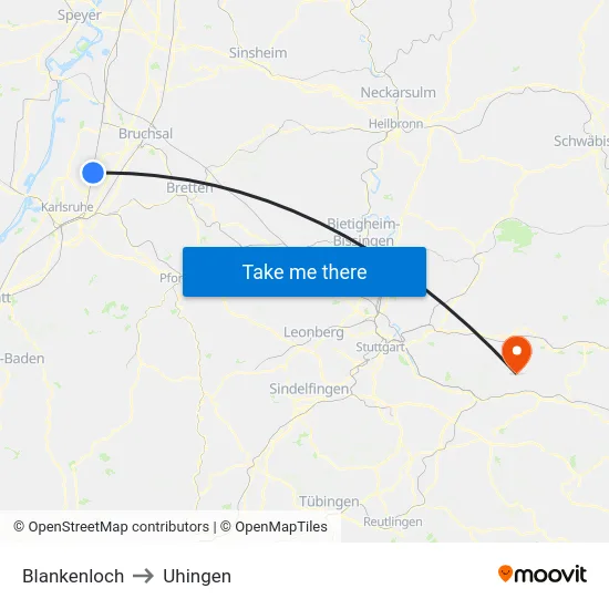 Blankenloch to Uhingen map