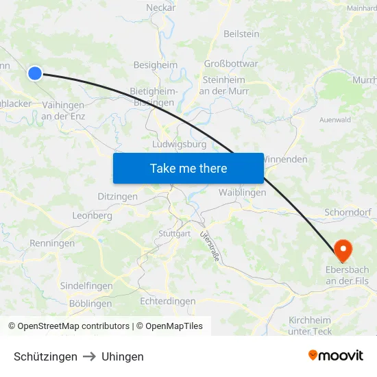 Schützingen to Uhingen map