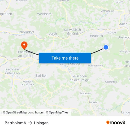 Bartholomä to Uhingen map