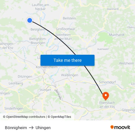 Bönnigheim to Uhingen map