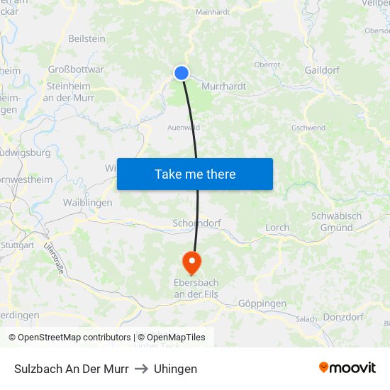 Sulzbach An Der Murr to Uhingen map