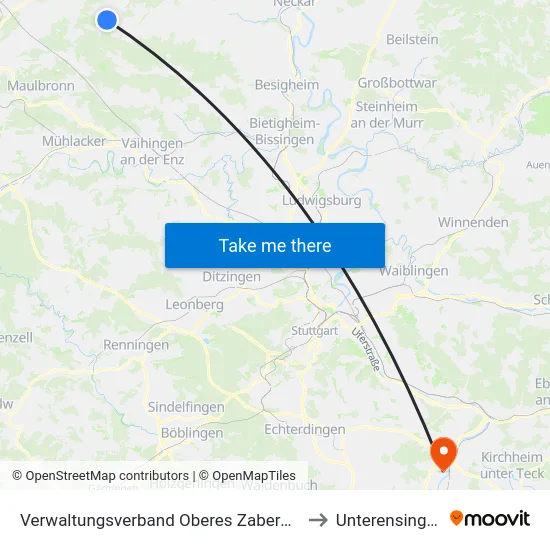 Verwaltungsverband Oberes Zabergäu to Unterensingen map