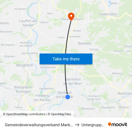 Gemeindeverwaltungsverband Marbach am Neckar to Untergruppenbach map