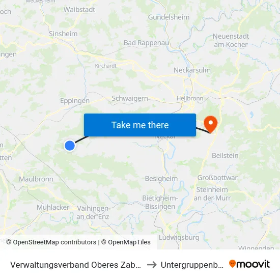 Verwaltungsverband Oberes Zabergäu to Untergruppenbach map