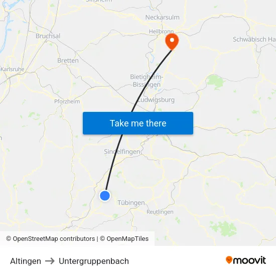 Altingen to Untergruppenbach map