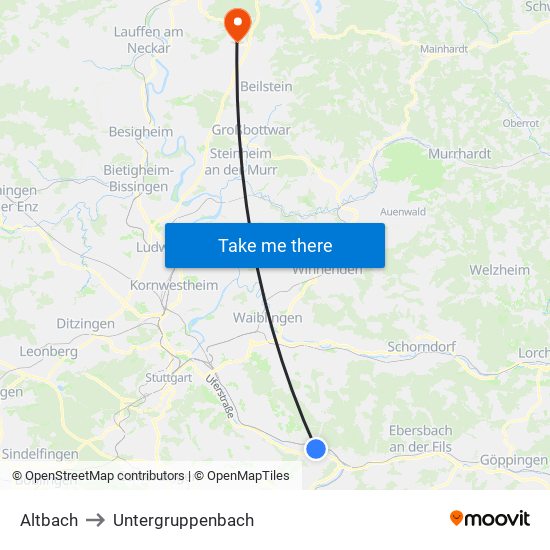 Altbach to Untergruppenbach map