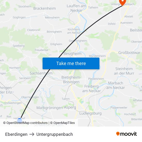 Eberdingen to Untergruppenbach map