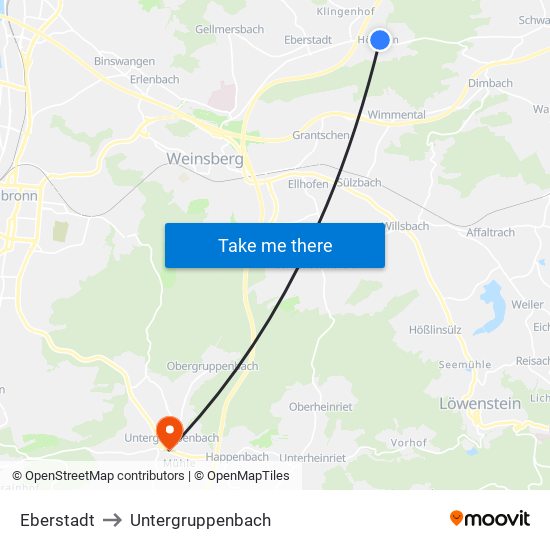 Eberstadt to Untergruppenbach map