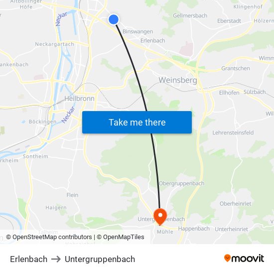 Erlenbach to Untergruppenbach map