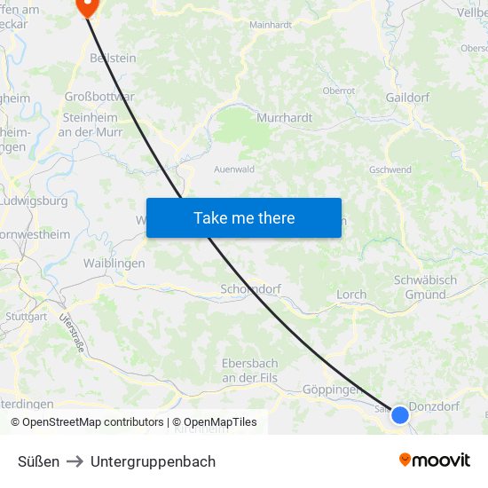 Süßen to Untergruppenbach map