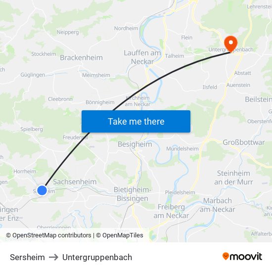 Sersheim to Untergruppenbach map