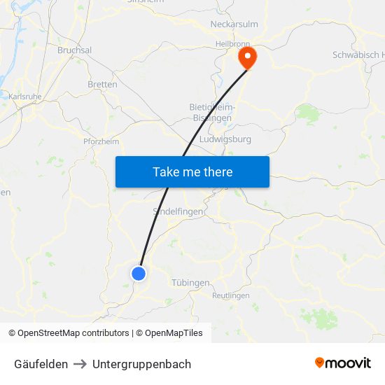 Gäufelden to Untergruppenbach map