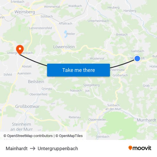 Mainhardt to Untergruppenbach map