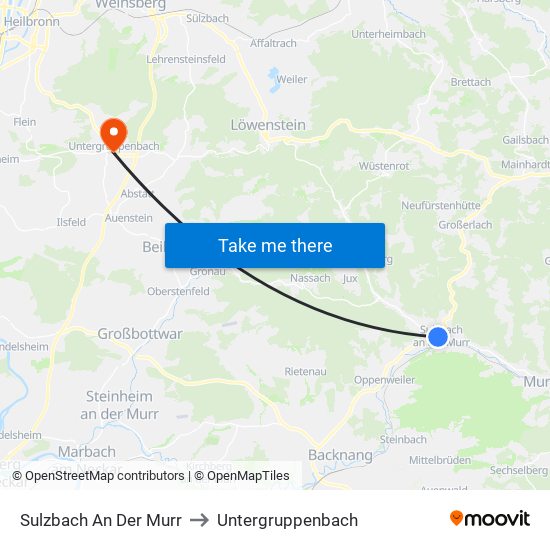 Sulzbach An Der Murr to Untergruppenbach map