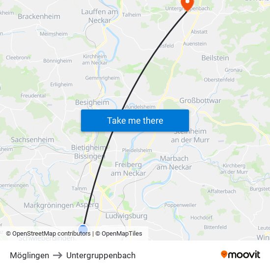Möglingen to Untergruppenbach map