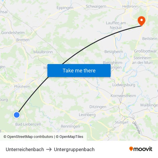 Unterreichenbach to Untergruppenbach map