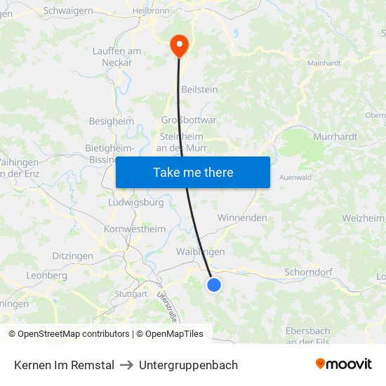 Kernen Im Remstal to Untergruppenbach map