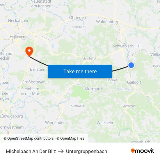 Michelbach An Der Bilz to Untergruppenbach map