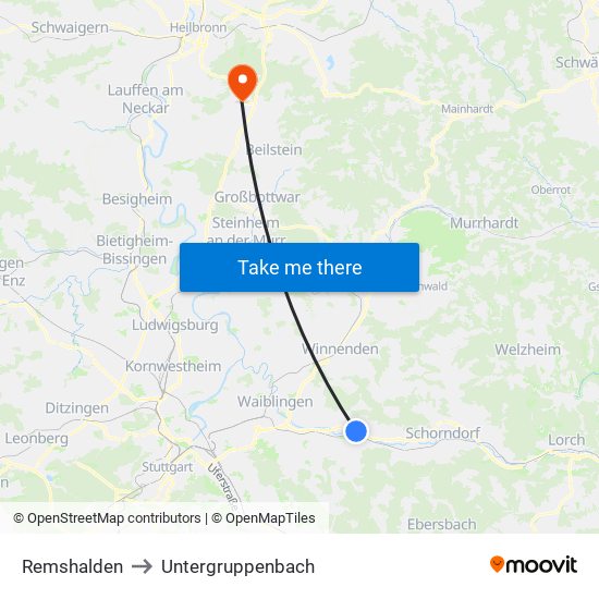 Remshalden to Untergruppenbach map