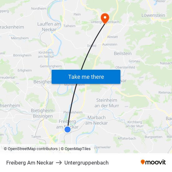 Freiberg Am Neckar to Untergruppenbach map