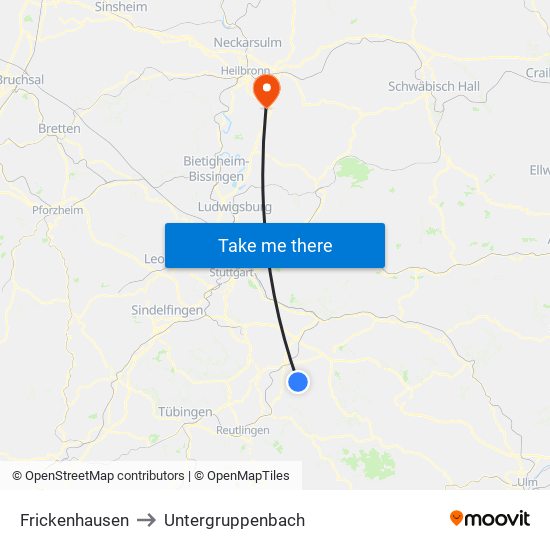 Frickenhausen to Untergruppenbach map