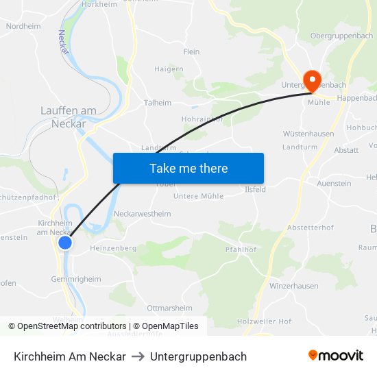 Kirchheim Am Neckar to Untergruppenbach map