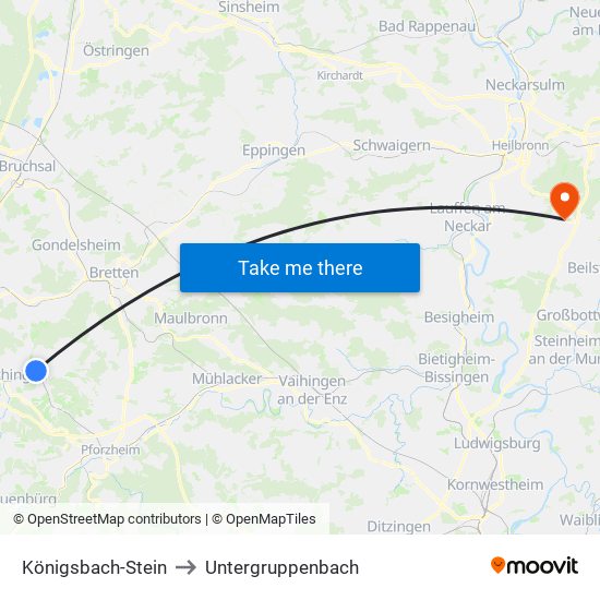 Königsbach-Stein to Untergruppenbach map