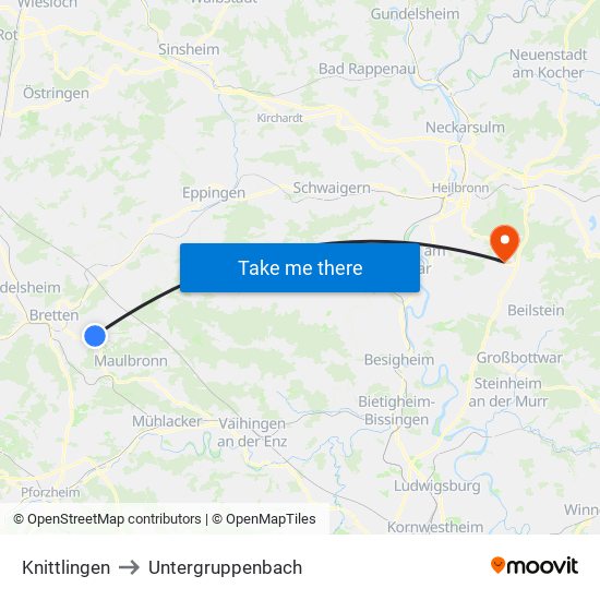 Knittlingen to Untergruppenbach map