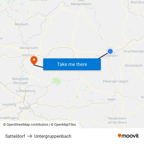 Satteldorf to Untergruppenbach map