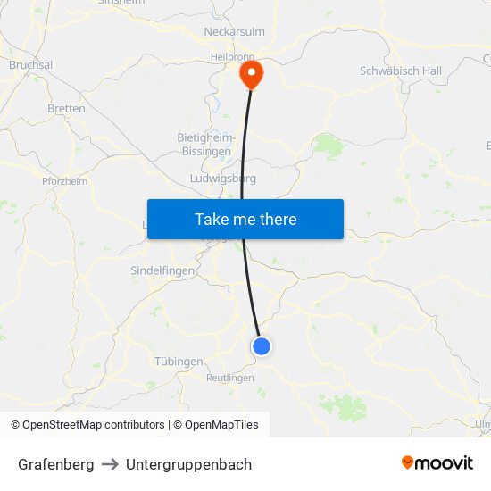 Grafenberg to Untergruppenbach map