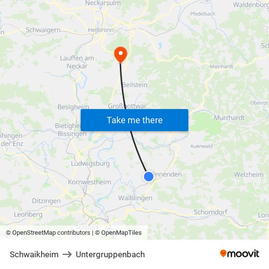 Schwaikheim to Untergruppenbach map