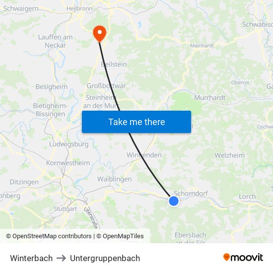 Winterbach to Untergruppenbach map